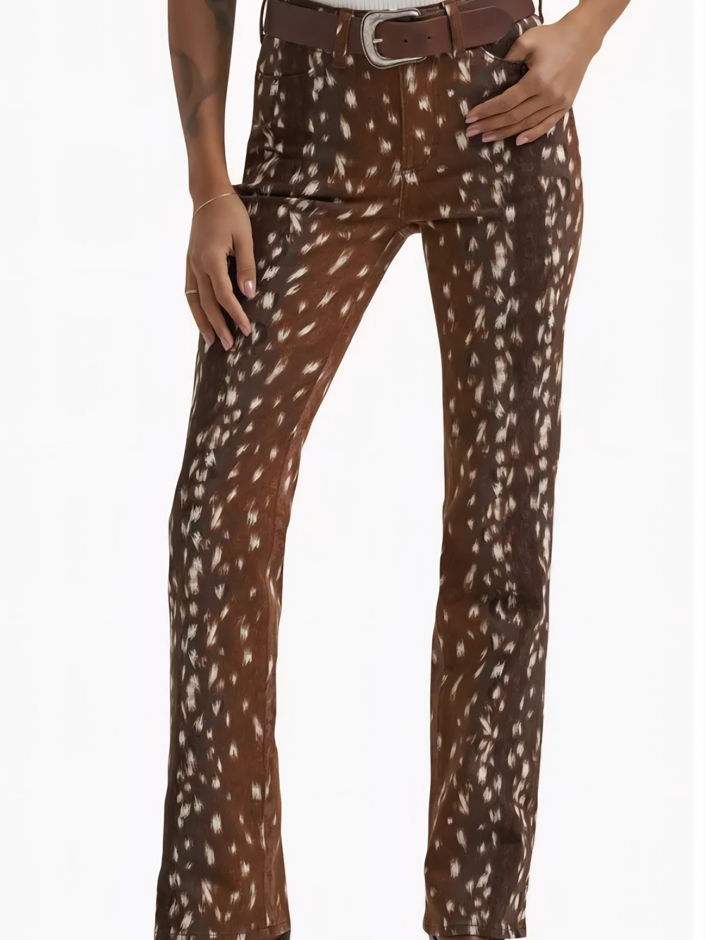 Wrangler Fawn Animal Print Mid-Rise Bootcut Jean - Picture 7 of 8